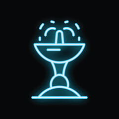 Neon blue fountain water feature sprinkling water icon