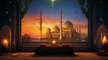 Gradient iftar invitation template somber Cloud