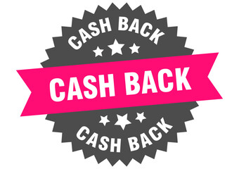 cash back. cash back round pink label isolated on transparent background