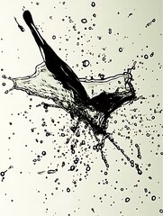 Fototapeta premium A surreal, abstract pattern formed by water splashes in mid-motion, with droplets arranged in an unusual and captivating design against a white background