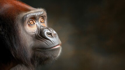 Obraz premium Photorealistic gorilla portrait on dark background