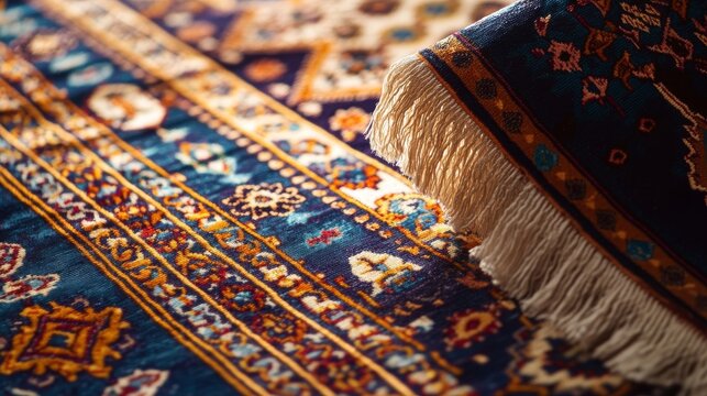 Intricate Persian rug displayed in rich colors, showcasing fine craftsmanship and detailed patterns