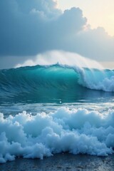 Fototapeta premium Soft focus mist over ocean waves, haze, fog