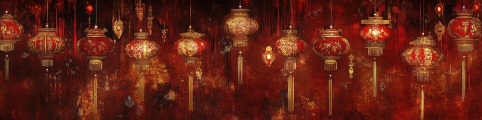 Obraz premium Beautiful Chinese Lanterns Illuminating a Festive Night Sky, Capturing the Essence of Tradition, Culture, and Celebration in Vibrant Colors.