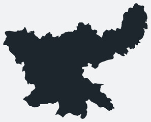 Jharkhand map. Just a simple border map. Shape of the state. Flat blank Jharkhand outline. Vector boundary illustration.