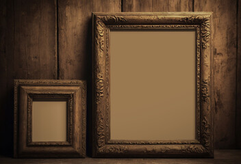 Vintage retro wooden frame. Generative AI
