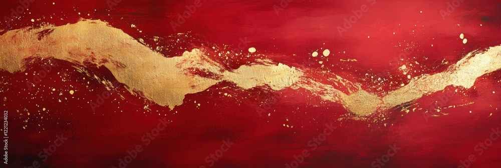 Aufkleber abstract red and gold background with fluid shapes and textures for artistic projects and creative d