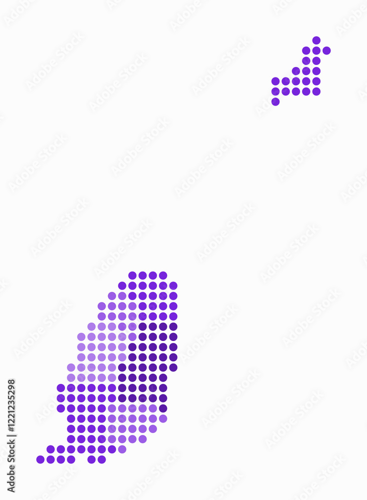 Aufkleber grenada dotted map. digital style map of the country on white background. grenada shape with circle 
