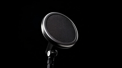 Close-Up of Professional Microphone with Pop Filter