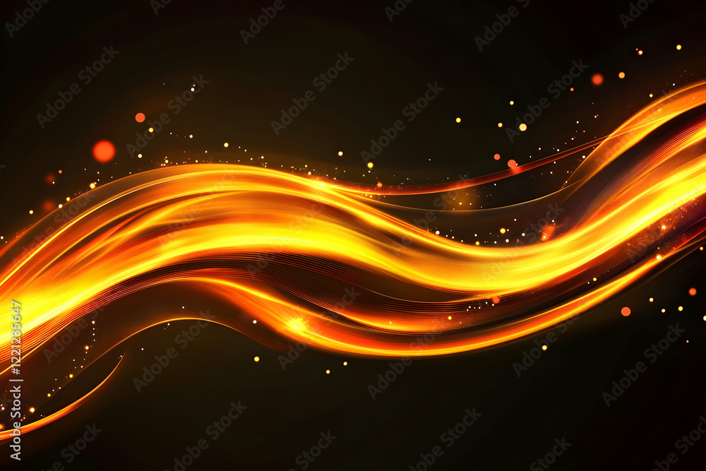 Poster light effect background with golden light sparkles and bokeh on a black, transparent vector illustra