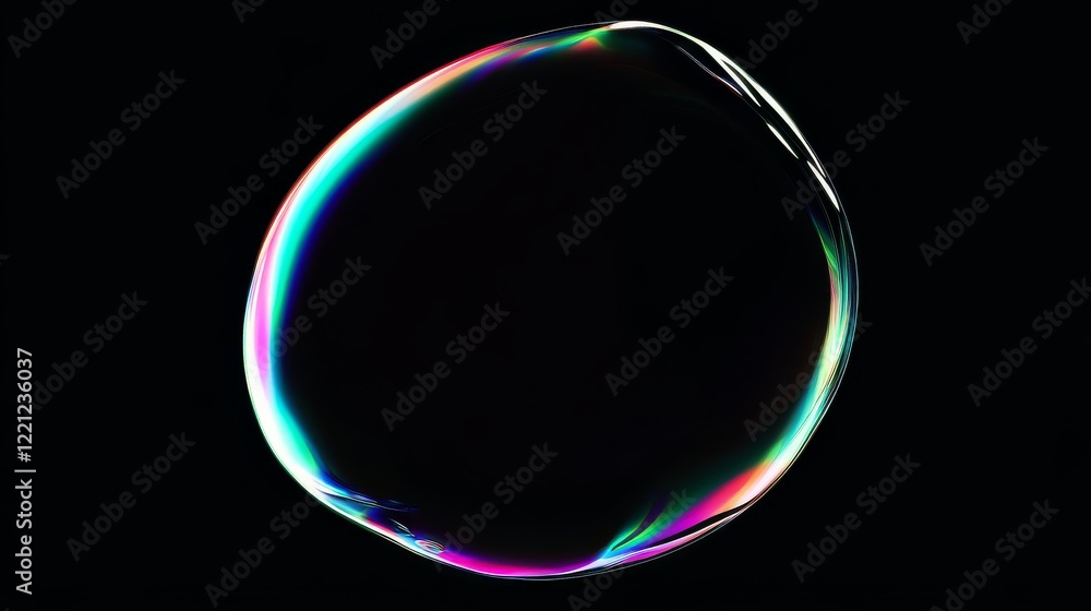 Poster captivating iridescence of a soap bubble drifting gracefully against a dark backdrop during a whimsi