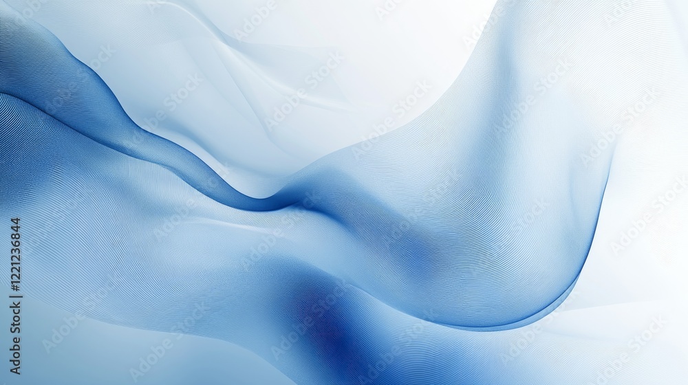 Poster gentle waves of soft blue fabric flowing gracefully in a calm light, creating an atmosphere of tranq