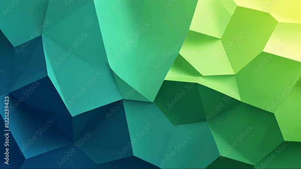 Poster colorful background with green and blue square in middle. the square made up of different shades of 