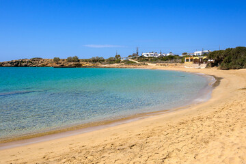 Finikas beach with very fine sand and clear water. Ano Koufonisi island. Small Cyclades, Greece