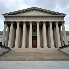 Fototapeta premium Grand Neoclassical Building with Majestic Columns and Ornate Architectural Details