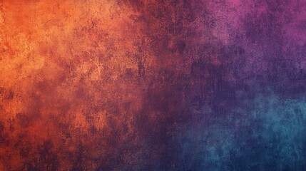 Obraz premium An abstract poster or banner background featuring a grainy noise texture in a blend of orange, blue, purple, and mauve hues.