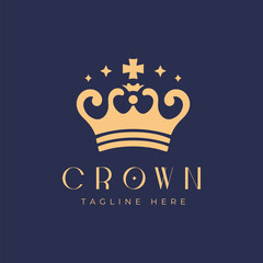 crown logo. Luxury brand line icon. Elegant label symbol. Premium fashion design element. Vector illustration
