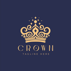 crown logo. Luxury brand line icon. Elegant label symbol. Premium fashion design element. Vector illustration