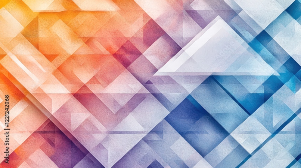 Poster dynamic geometric pattern of interlocking triangles with vibrant gradients artistic composition abst