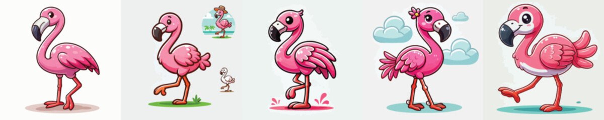 collection of cute and adorable flamingo vectors