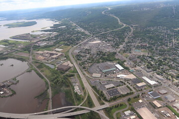 Aerial view of the city of Duluth in northern Minnesota on Lake Superior. 