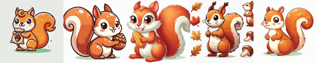 very cute and adorable squirrel vector