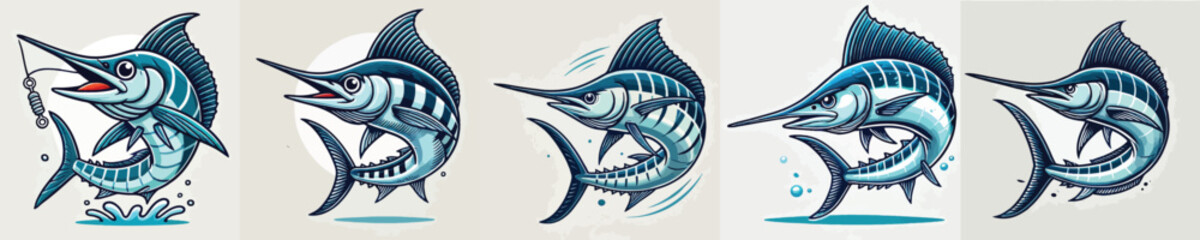 very cute and adorable marlin fish vector
