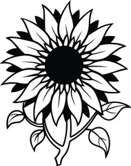 A beautiful sunflower vector illustration, sunflower silhouette vector art, sunflower line art vector design
