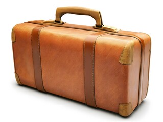 A vintage-style leather suitcase designed for travel and storage.