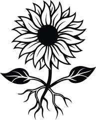 A beautiful sunflower vector illustration, sunflower silhouette vector art, sunflower line art vector design