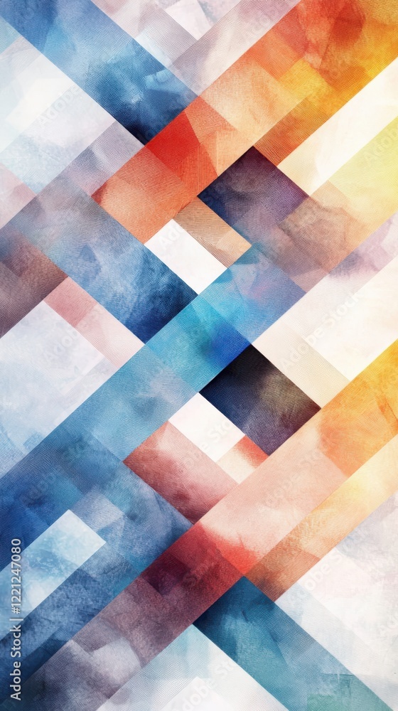 Aufkleber vibrant geometric pattern with crosshatching abstract art digital artwork colorful textures close-up