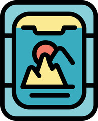 Passenger enjoys scenic view of mountain landscape at sunset through airplane window