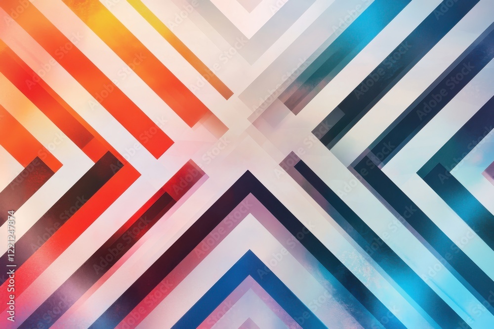 Poster dynamic geometric patterns with zigzag lines in vibrant gradients abstract art composition digital a