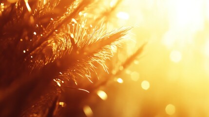 Golden hour sunlight illuminates dried grass stalks.