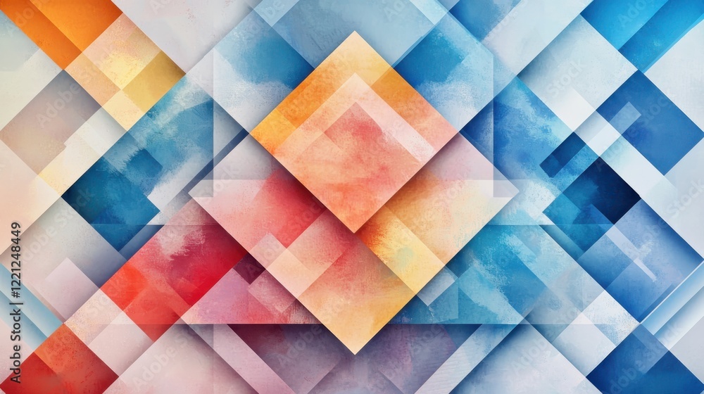 Aufkleber dynamic geometric art with interlocking triangles abstract composition digital artwork vibrant gradi