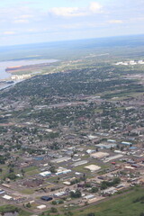 Aerial view of the city of Duluth in northern Minnesota on Lake Superior. 