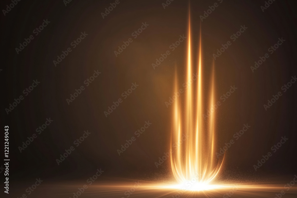 Poster bright light rays create an ethereal glow in a dark space during evening hours