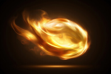 Fototapeta premium Dynamic fireball emitting bright flames in a dark background during a mystical moment