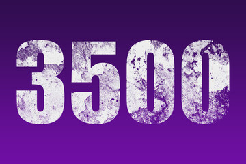 flat white grunge number of 3500 on purple background.	