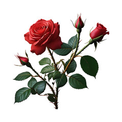 Fototapeta premium Stunning Red Rose Bouquet Against a Transparent Background.