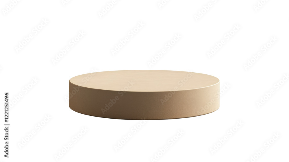 Poster the image shows a simple beige cylindrical display stand isolated against a black background suitabl