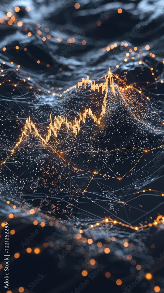 Poster dynamic financial growth visualization abstract digital space investment data analysis contemporary 