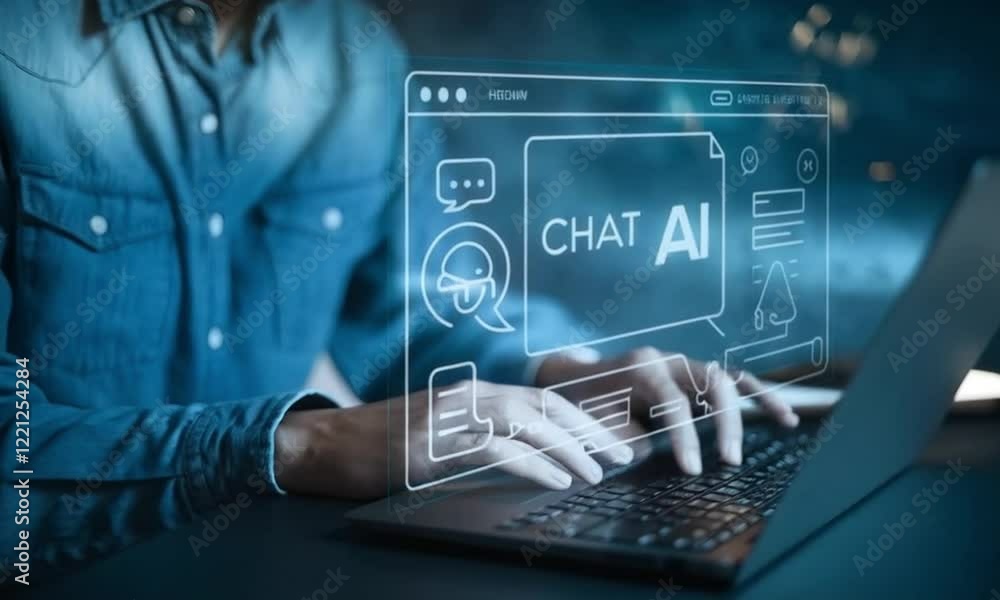 Aufkleber Explore the capabilities of a Chat Bot powered by Artificial Intelligence technology for seamless human interaction and efficient problem-solving in various applications.