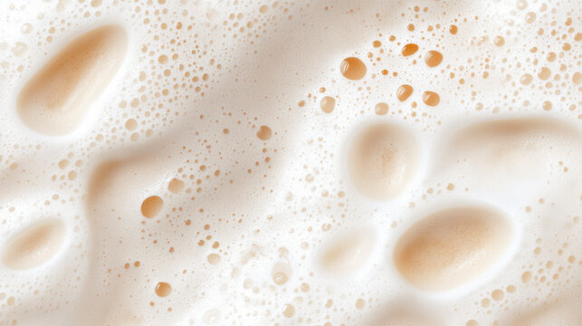 Frothy surface with bubbles and foam texture in a creamy liquid