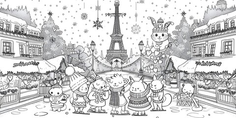Cartoon Style Tower Illustration in Black and White