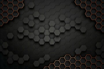 Futuristic hexagonal geometric background with Warm orange accents background.