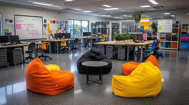 A modern open paln office with shared desks share