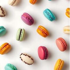 colorful macarons isolated on white backgroundv