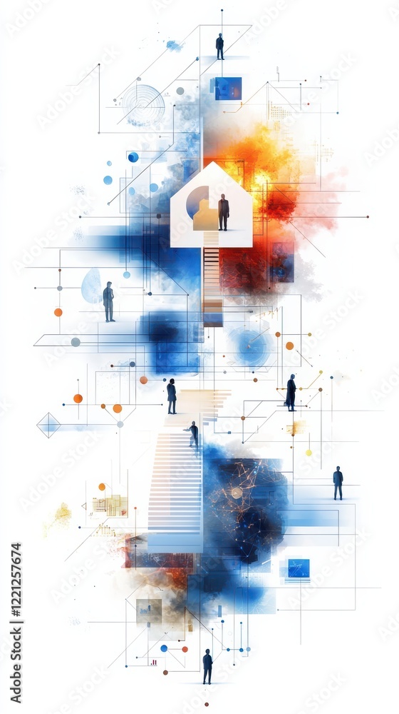 Poster lean startup methodology visualization abstract art gigapixel creation digital environment artistic 