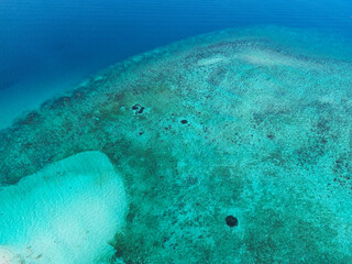 Aerial view of amazing coral reef in Balabac, Philippines. High quality photo